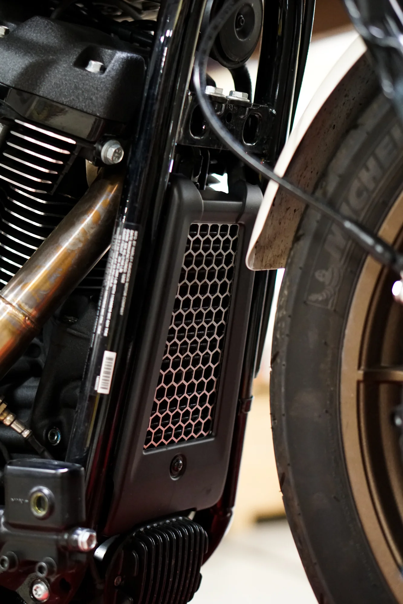 Harley M8 2020+ Softail Oil Cooler Guard (Brushed Stainless) - Image 6