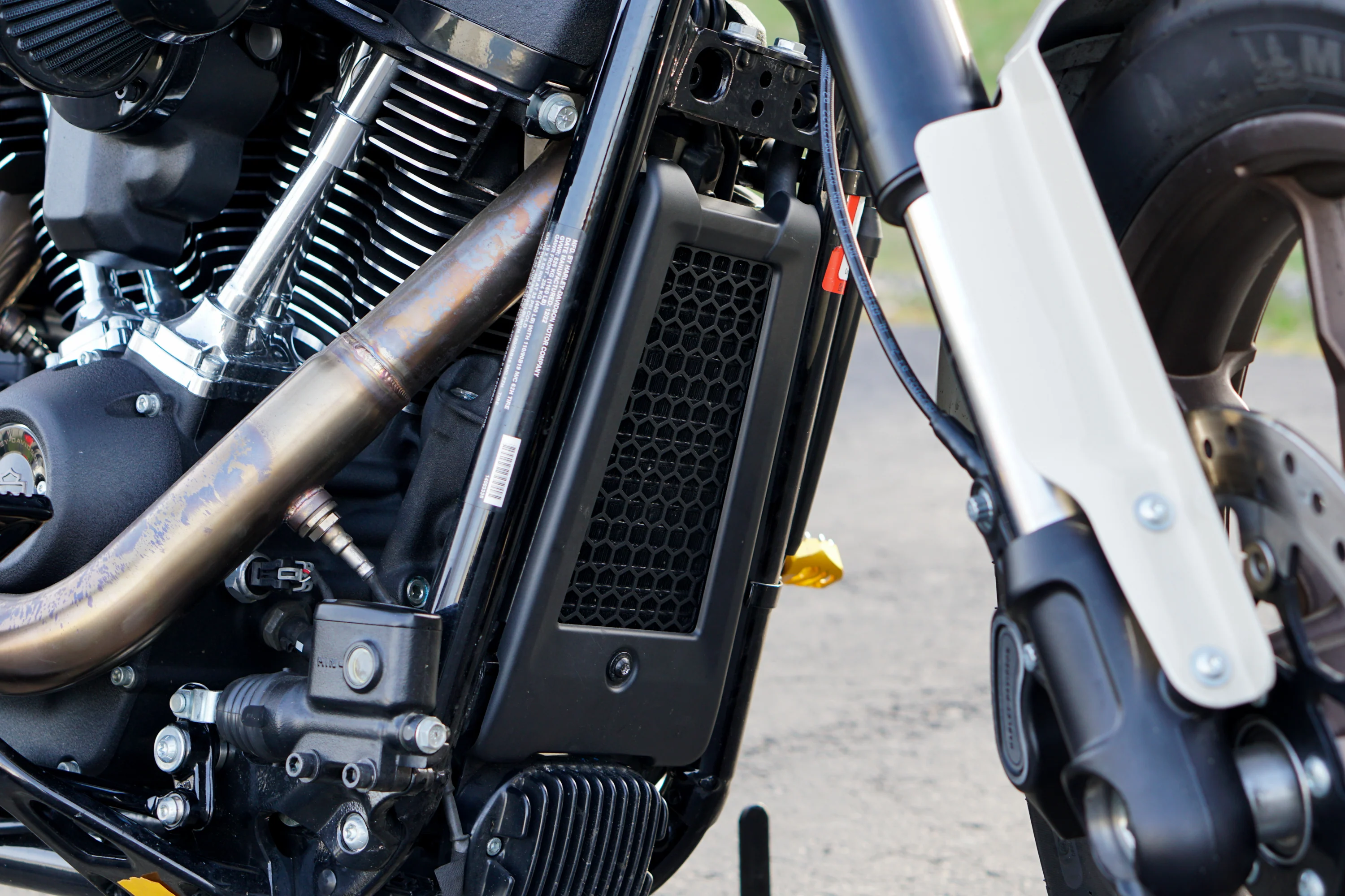 Harley M8 2020+ Softail Oil Cooler Guard (Black Powder Coat) - Image 7