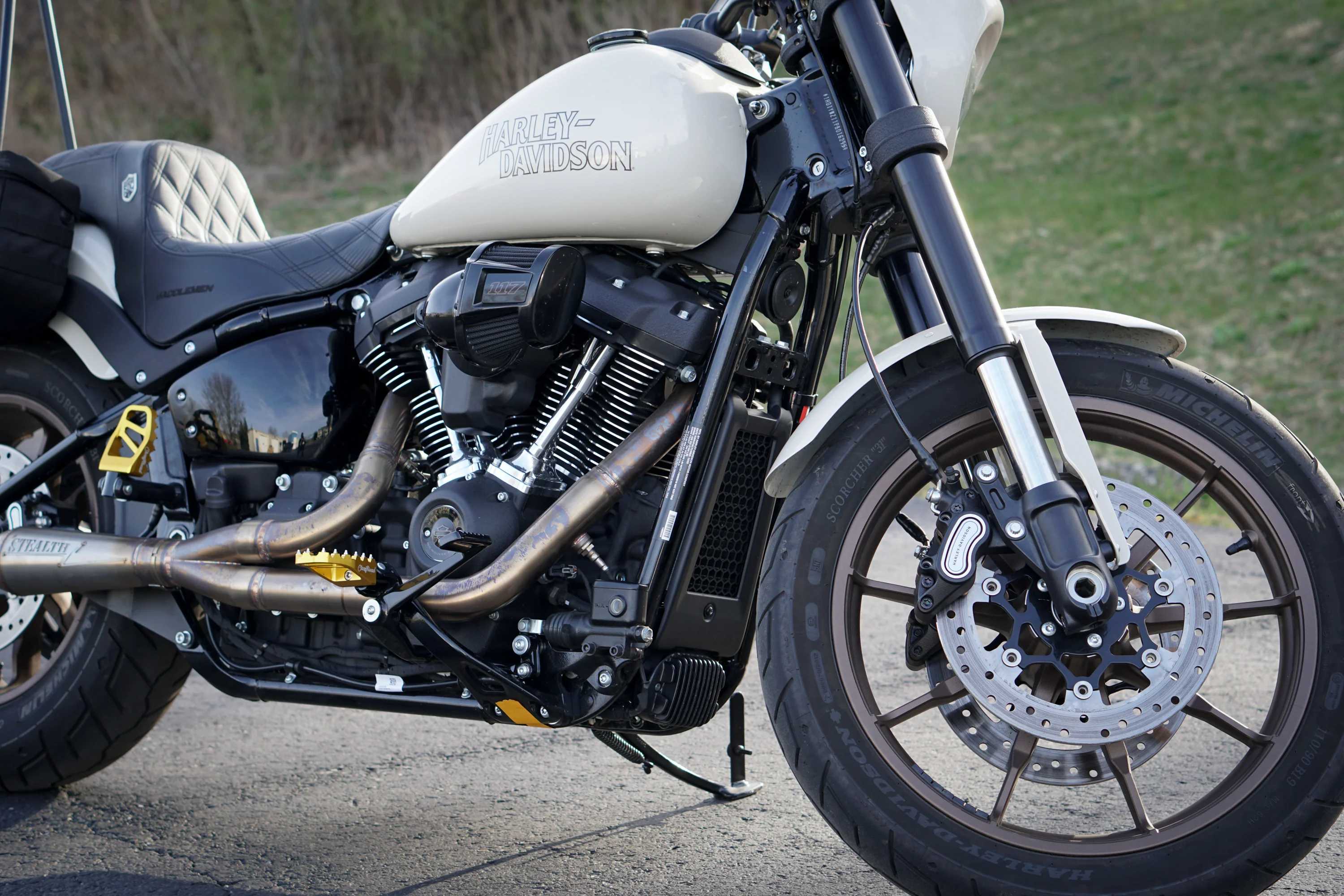 Harley M8 2020+ Softail Oil Cooler Guard (Black Powder Coat) - Image 8