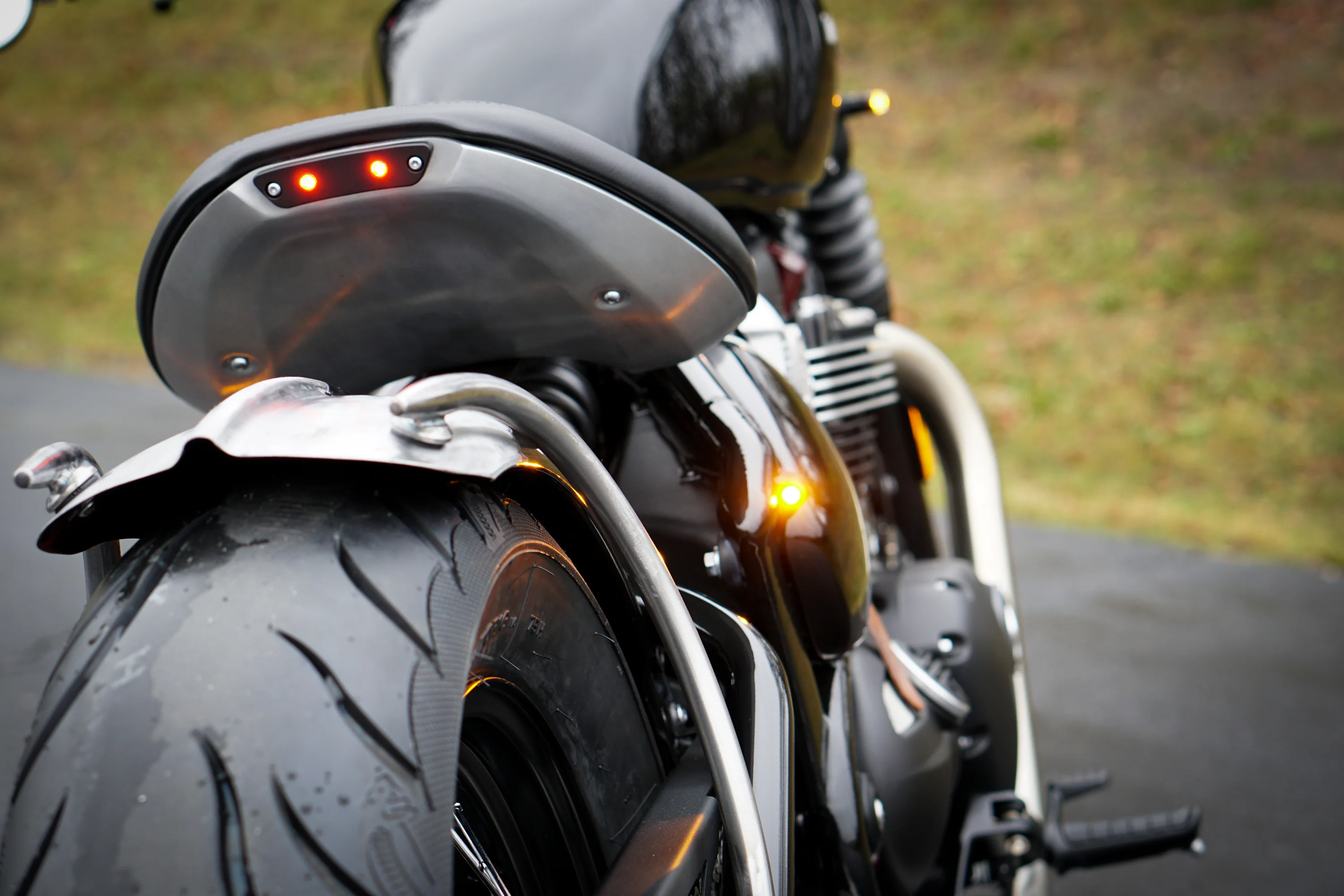 Triumph Bobber Machined Frame Rail Turn Kits - Featuring Kellermann Atto Dark Integral LED's - Image 4