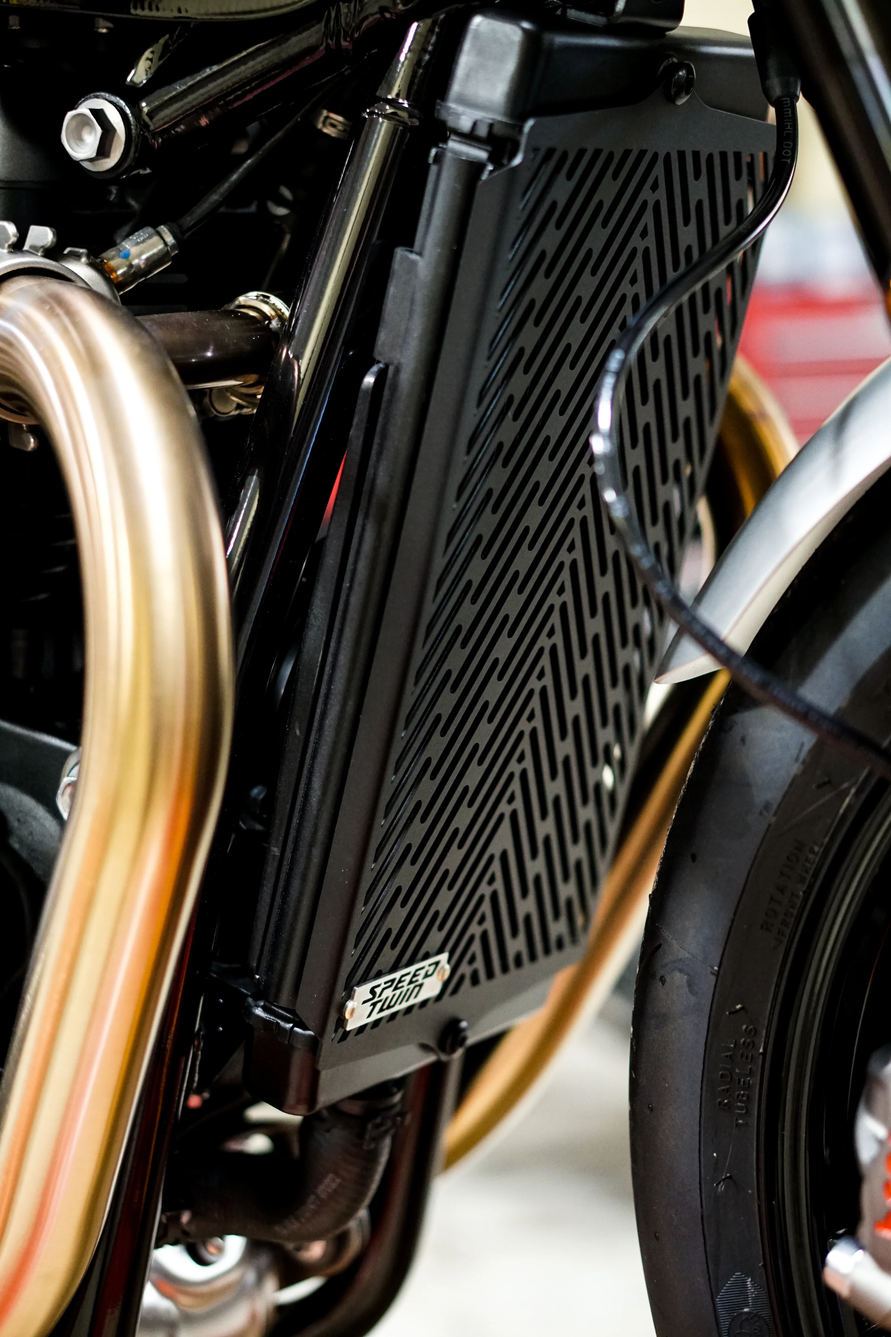 Triumph Radiator Guard - 2016+ Triumph Speed Twin, Thruxton R / 1200, Bonneville T100, T120, Street Twin / Cup / Scrambler - Image 4